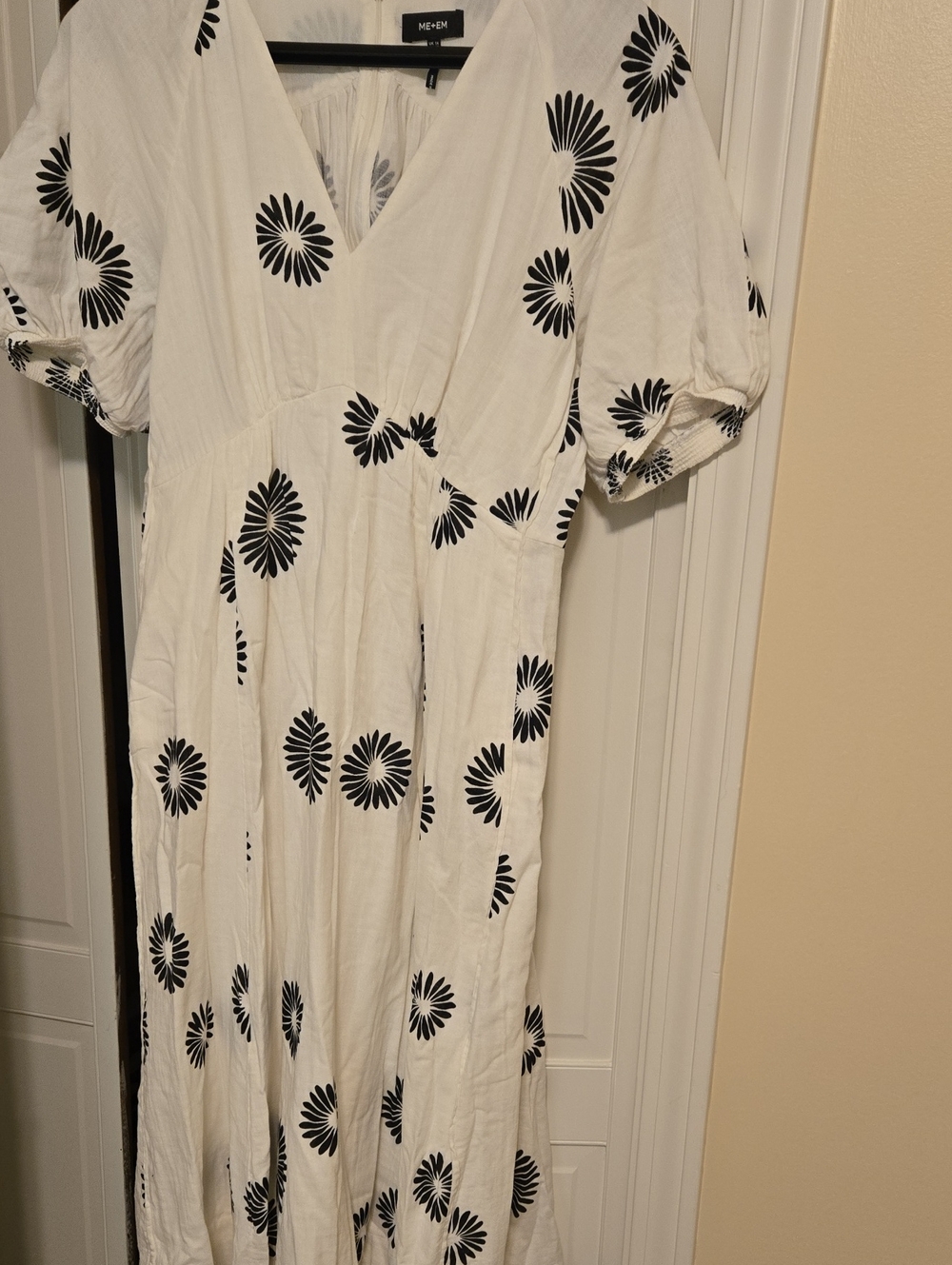 ME+EM White Maxi Dress with Black Floral Medallions